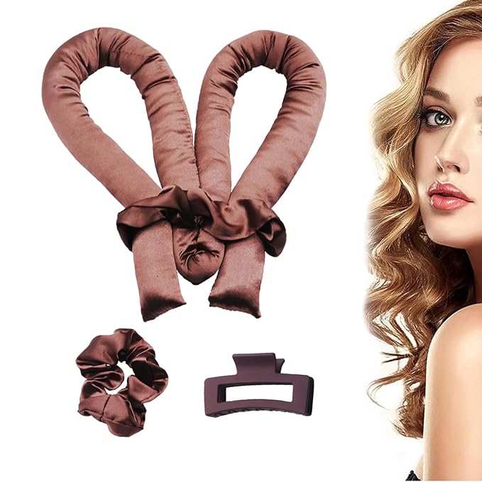 Heatless Hair Curler Set, Satin Hair Rollers to Sleep In with 2 pcs Scrunchies and 1 pc Clip,No Heat Curlers Curling Rod Headband for Women & Girls