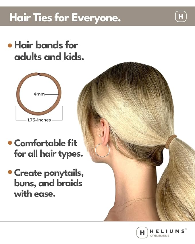 Cyndibands Elastic Hair Ties – Light Gray - No Damage 4mm Ponytail Holders for Women & Kids, 24-Pack Hair Elastics in Neutral Colors