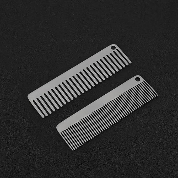 Pure Titanium Hair Comb for Men and Women - Fine Tooth Comb for Curls, Anti-Static Brush with Satin Finish, Compact Pocket Grooming Brush for Travel and Daily Carry