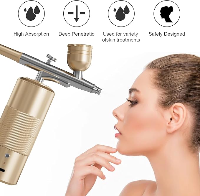 Airbrush Kit Portable Airbrush Air Brush Kit with Air Compressor Airbrush for Nails Airbrush Compressor High Pressure Nail Airbrush Machine Handheld Mini Air Brush Kit (Gold)