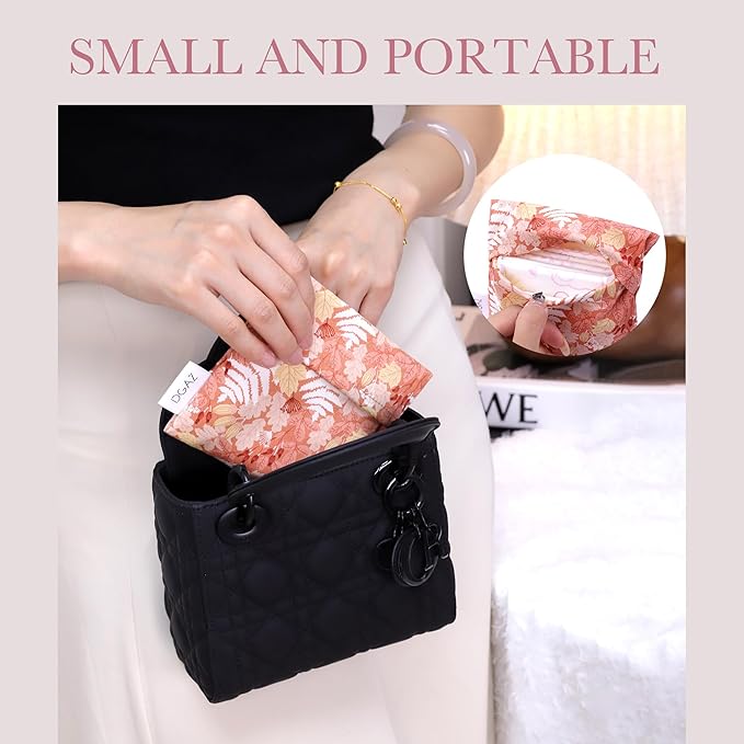 DGAZ Sanitary Napkin Storage Bag, Period Bag for Teen Aged Girls, Portable Period Bag for Panty Liners/Menstrual Cup/Small Tampons，Mini Makeup Bag for Purse(Austere Red)