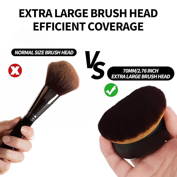 Body Makeup Brush for Self Tanner, Large Self Tanning Applicator Tan Brush Provides Even Application for Face Neck Back Legs, Wet & Dry Use (Black)