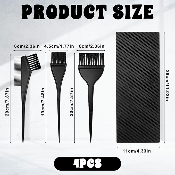 4 Pcs Highlighting Board Set, Black Dye Boards Brushes Portable Foiling Board Professional Dye Highlighting Kit for Men Women Home Salon Beginners Professionals Hairstylist Accessories