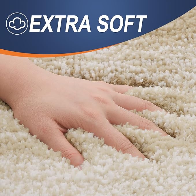 OLANLY Bathroom Rugs Sets 3 Piece, Soft Absorbent Microfiber Bath Mats and U-Shaped Contour Toilet Rug, Plush Shaggy Bath Mat Set for Bathroom (47"x20"+24"x16"+24"x20", Tan)