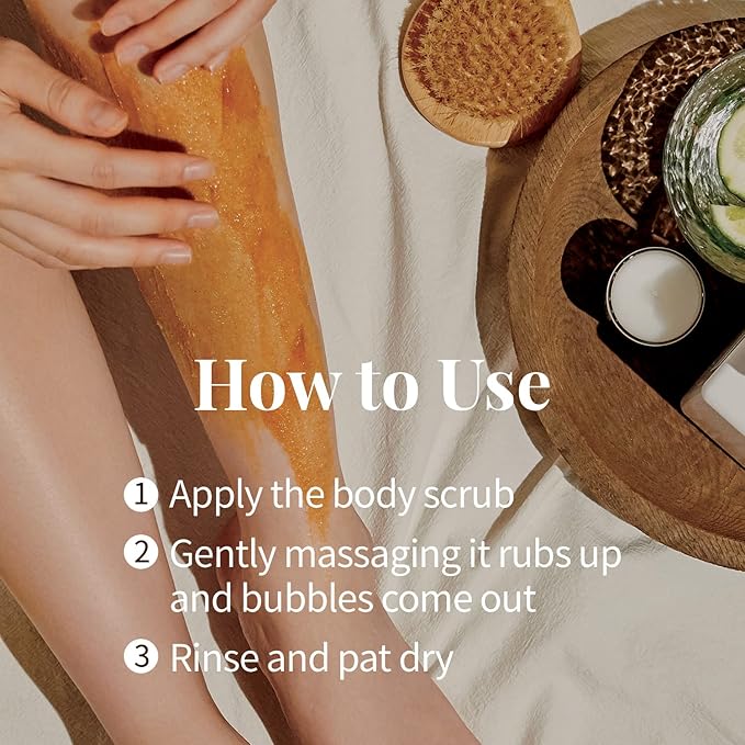 PLU Korean Walnut Body Scrub Pink Floral with Manuka Honey - Exfoliating, Hydrating & Smoothing for Radiant Skin Texture - Fresh & Elegance Rose Scent, 7.05 oz.