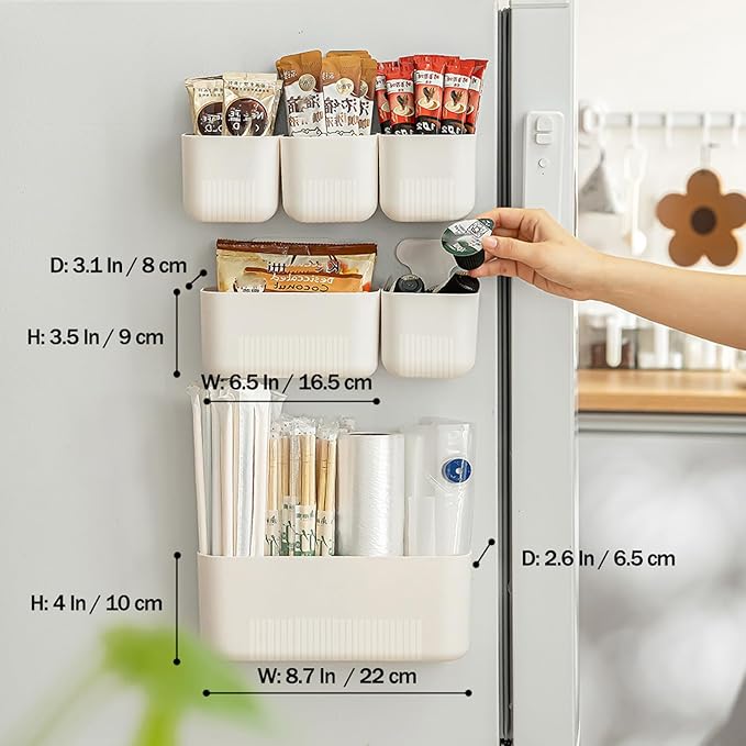 MORNITE Magnetic Cup Storage Holder for Fridge, Locker Magnetic Organizer Bin Basket for Pen,Mail,Card,Laundry,Board,Large Size,White