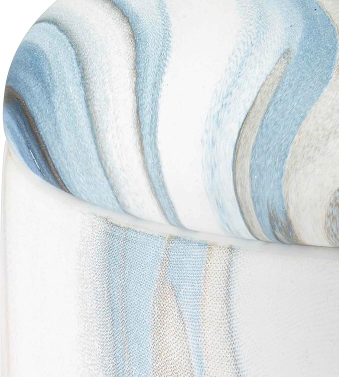 Avanti Linens - Covered Jar, Resin Countertop Accessories, Guest Bathroom Essentials (Waves Collection, Blue)
