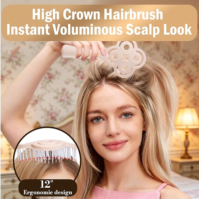 Simetra Detangler Hair Brush for Woman and Men, Original Detangling Brush for Curly Hair/Fine &Thick/Wet & Dry Hair, Flexible Bristles Hairbrush - Natural Crystal Inlay & 14K Gold Plating