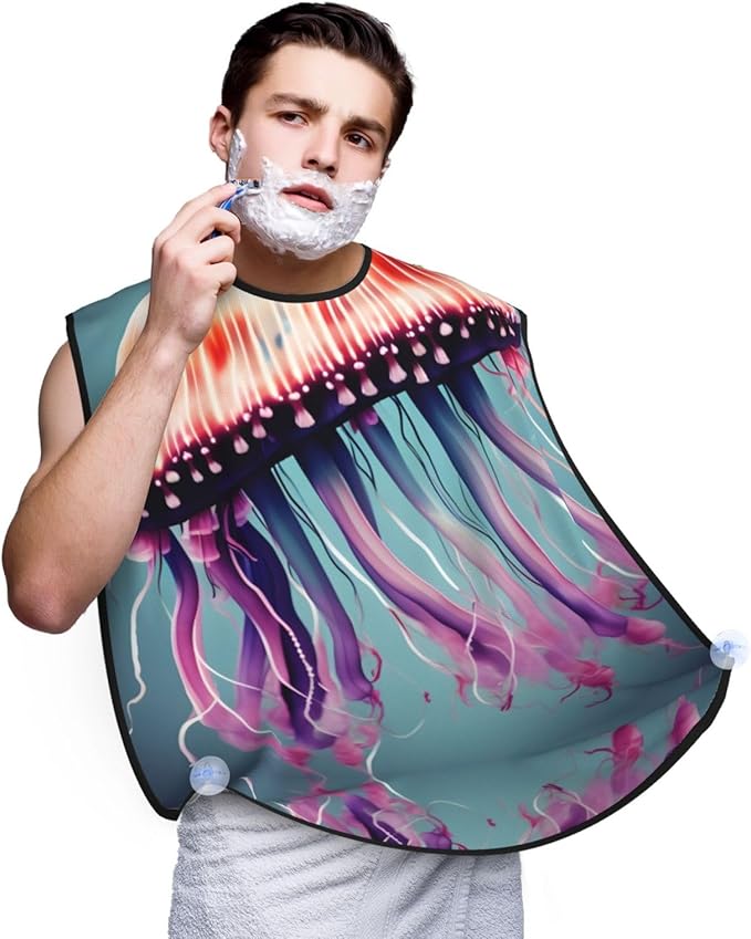 Tea Cups With Roses Romantic Shabby Print Beard Bib Shaving Apron, Beard Hair Trimming Cape Gift For Dad