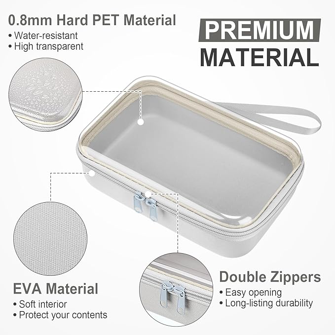 4 Pcs Hard Clear Zipper Case Hard Shell Plastic Pencil Case Large Transparent Pencil Box Portable Travel Organizer Toy Storage Bins for Home Office Cosmetics(Gray,Dark Blue,Blue,Black)