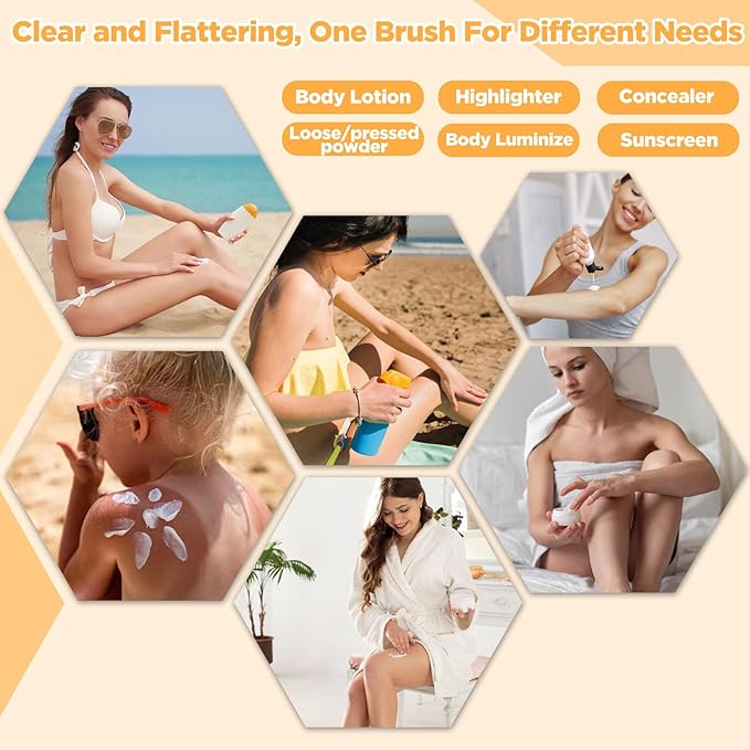 Self Tanner Brush,Large Body Makeup Brush, Kabuki Brush for Face and Body,Self Tanning Applicator for Leg Makeup,Bronzer,Lotion,Cream and Powder,Vegan Synthetic Bristles with Travel Case.Pink White