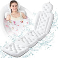 Luxury Bath Cushion, Full Body Bathtub Pillow with 160 Suction Cups, Bath Mat for Head and Neck Support, with Laundry Bag (White, 60" x 16")