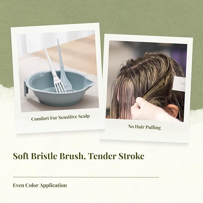Hair Dye Coloring Set Color Mixing Tool Professional Hair Coloring Bowl Soft Bristle Brush, Green