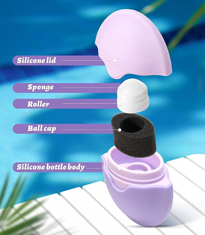 Sunscreen Applicator - Portable - BPA-Free Refillable Roll on Sponge Sunscreen, Suncream & Lotion Applicator For Kids, Adults & Families - Perfect Size for Travel(Purple)