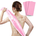 ARCH&M Back Scrubber & Exfoliating Washcloth (3 Pack) - The Ultimate Solution for Back Acne & Rough Skin, 35-Inch Japanese Towel for Full Body Cleansing (Pink x 3)