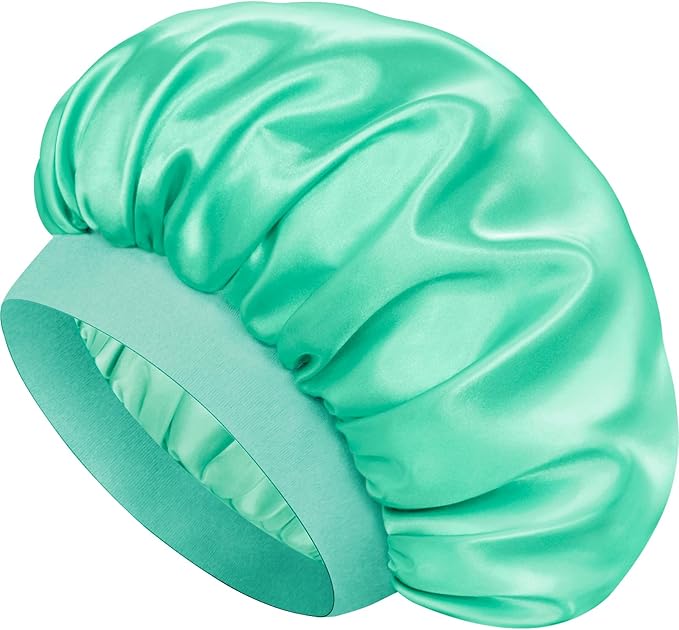 Satin Silk Bonnet for Sleeping, Double Layer Silk Sleep Cap for Men & Women, Soft Satin Lined Bonnet for Curly Hair