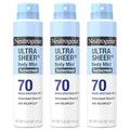 Neutrogena Ultra Sheer Body Mist Sunscreen Spray, Broad Spectrum SPF 70, Lightweight Spray Sunscreen, Non-Greasy & Water Resistant, Oil-Free & Non-Comedogenic UVA/UVB, 5 oz, Pack of 3