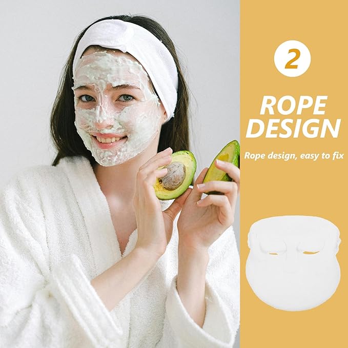 jojofuny Thickened Reusable Facial Beauty Towel Mask Double-Layer Hot Cold Compress Face Towel with Drawstring for Skincare and Facial Steamer Use