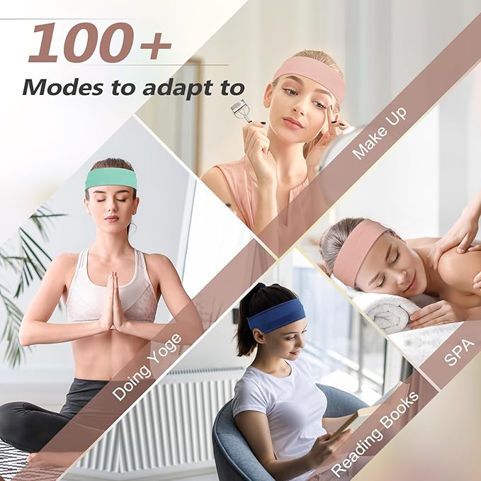 Headbands for Women, Stretchy Non Slip Soft Cotton Cloth Hair Bands for Sports, Workout, Yoga and Running, 7pcs