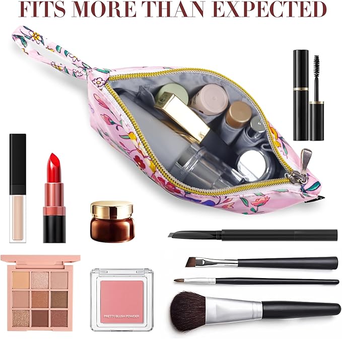 Gloppie Small Makeup Bag for Purse - Floral Cosmetic Bags - Teacher Appreciation Gifts for Women