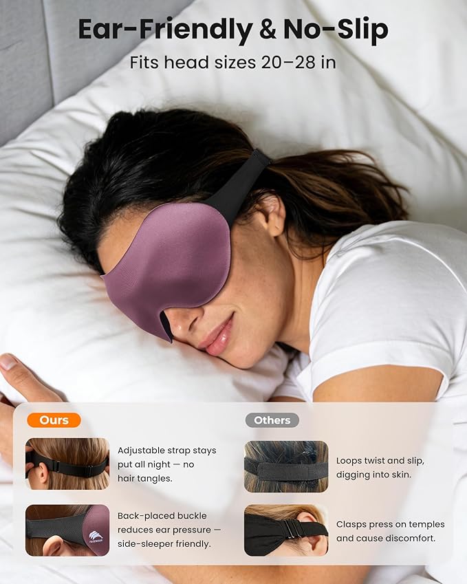 Sleep Masks for Women Men 3 Pack: Zero Eye Pressure Airplane Travel Essentials - 100% Blackout Eye Masks for Sleeping - Side Sleep Comfort Cover for Lash Extensions