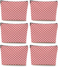 6 Pcs Checkered Makeup Bags Make up Bag Cosmetic Bags for Women Girls Employee Bestie Appreciation Christmas Birthday Travel Toiletry Bag Aesthetic Zipper Organizer Accessories, Cute Pink Plaid