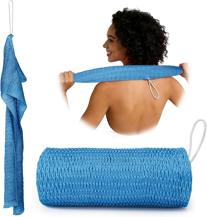 African Net Sponge Authentic, 47 inches Exfoliating Body Scrubber, Back Scrubber for Shower, African Bath Sponge with Knots, Durable Loofah Washcloth for Women & Men Daily Use