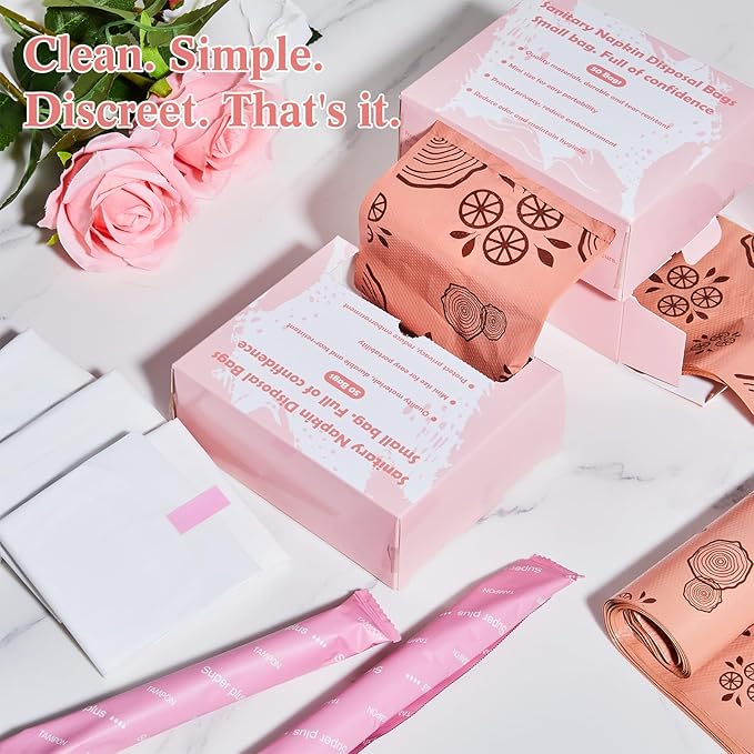 Maitys 200 Pcs Disposable Bags for Sanitary Pads Personal Care Disposal Bags Fragrance Small Discreet Diaper Sacks for Tampons, Pads, Liners, Condoms & More