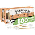 100% Bamboo Cotton Swabs for Ears (500-Pack) - Perfect for Baby & Personal Care | Double-Tipped Ear Swabs Cotton for Makeup & Cleaning | FSC Certified & Hypoallergenic, Made for All Ages & Pet