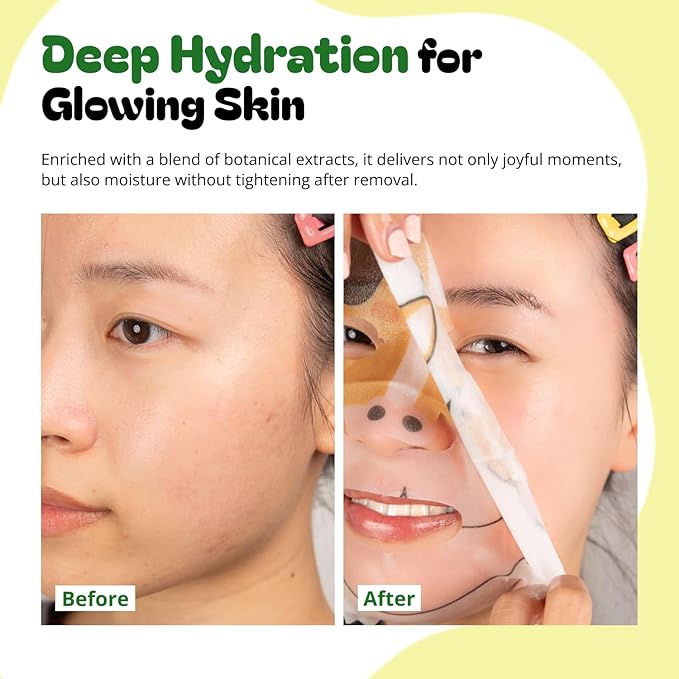 Epielle Character Face Mask Wild Kingdom 6 Pack, Fun & Effective Korean Skin Care, Spa Party Favors, Easter Basket Stuffers, Birthday Gifts for Women, Self Care Gifts