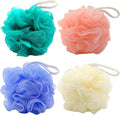 Set of 4 Loofah Sponge Shower Loofah, Exfoliating Shower Ball, Scrub Ball Body Sponge, Soft Mesh, Deep Cleansing Bath Tools, Rich Lathers (4PCS)