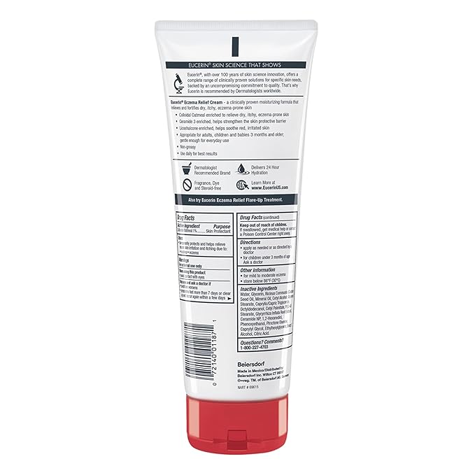 Eucerin Eczema Relief, Full Body Lotion, Moisturizing Eczema Cream with Colloidal Oatmeal (Skin Protectant) and Ceramide 3, 8 Oz Tube