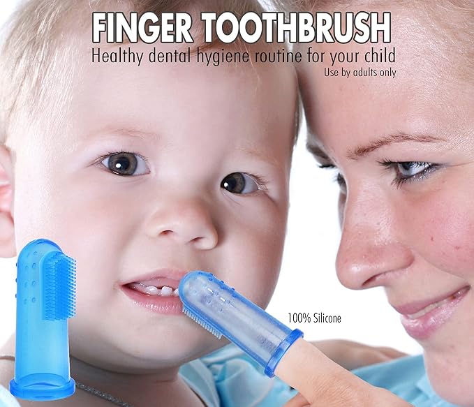 Brilliant Baby Finger Toothbrush - Silicone Gum Massager and Teether Brush for Babies and Toddlers - Kids Love Them, Clear, 2 Count (02551C)