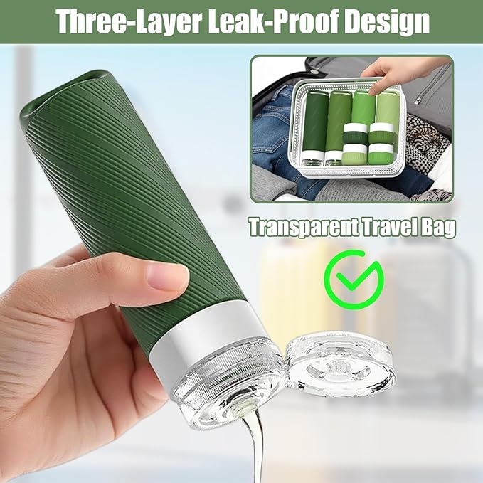 26 Pieces Travel Size Toiletries Bottles Set, Tsa Approved Leakproof Refillable Travel Bottles with Hanging hole design, Silicone Material, Suitable for Shampoo, Conditioner, and Body Lotion