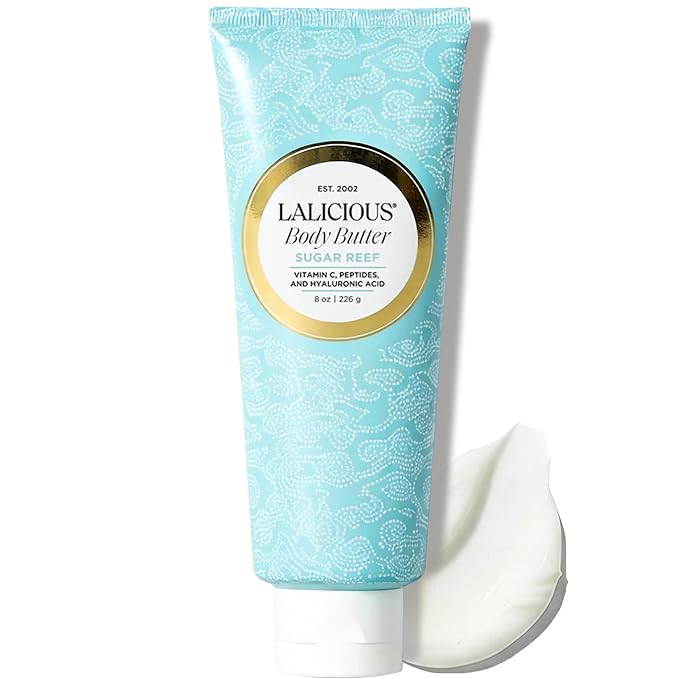 LaLicious Sugar Reef Body Butter - Hydrating Body Moisturizer with Shea Butter, Cucumber Extract & Apricot Oil, No Parabens (8 Ounces)
