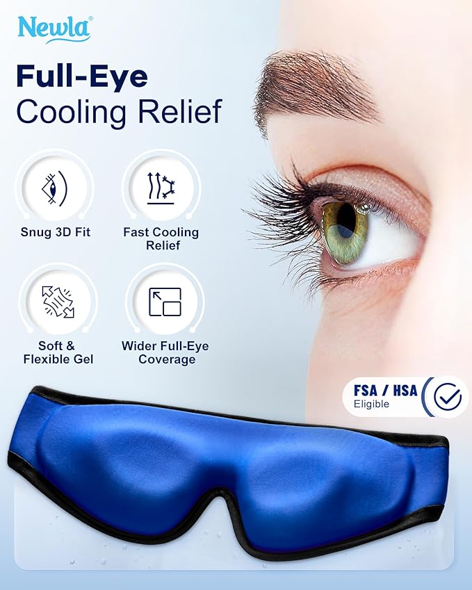 Upgraded Cooling Gel Eye Mask for Puffy Eyes: Larger Full-Eye Cover Design for Ice-Cold Therapy Relief, Headache & Migraine Relief, Reusable Cold Compress for Swelling, Eye Strain, Fatigue (Black)