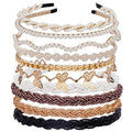LYroo Cute Pearl Headbands Beaded Headband Metal Head Bands No Slip Fashion Hair Accessories for Women Girls,10 Pack