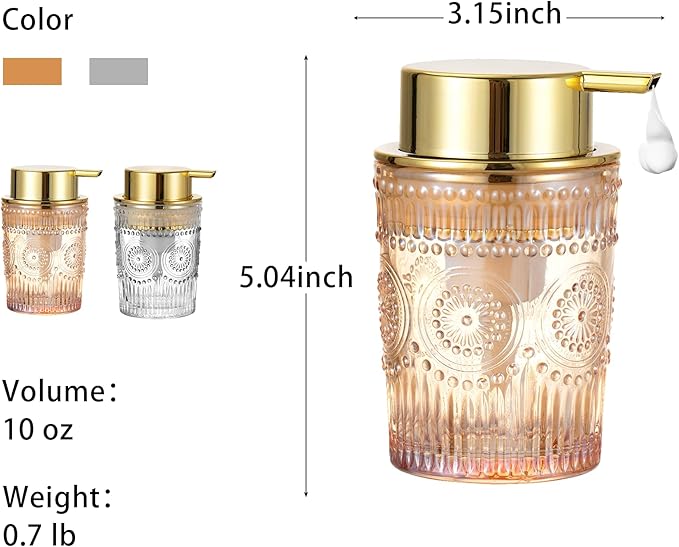 Foaming Hand & Lotion Dispenser, Glass & Refillable Dispenser, Toothbrush Holder - S-Clear-Lotion