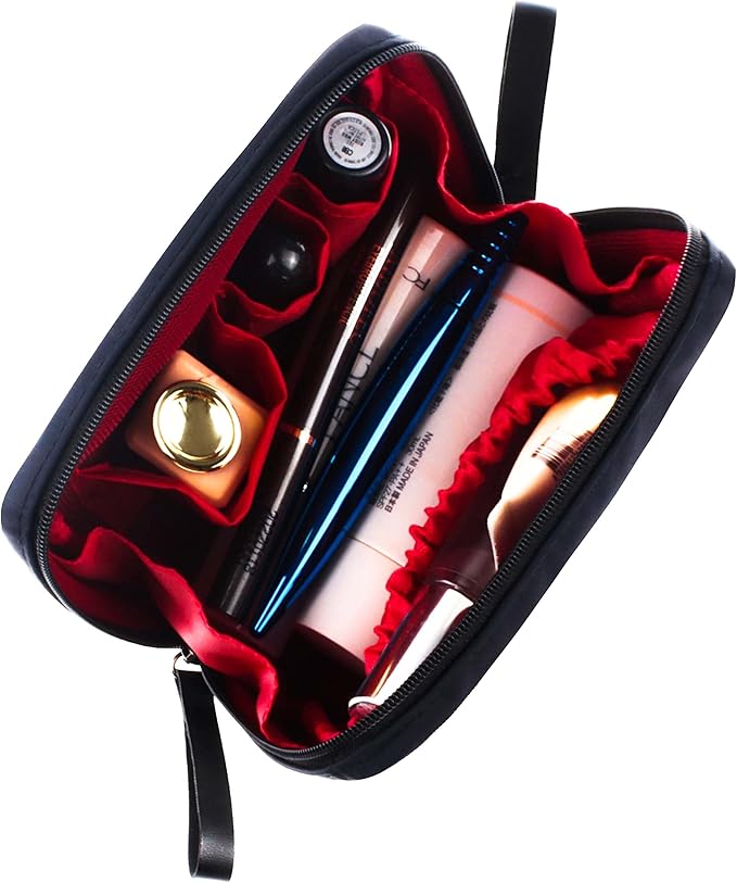 Small Makeup Bag for Purse Portable Waterproof Cosmetic Bag Travel Makeup Pouch for Women (Inner red, Square)