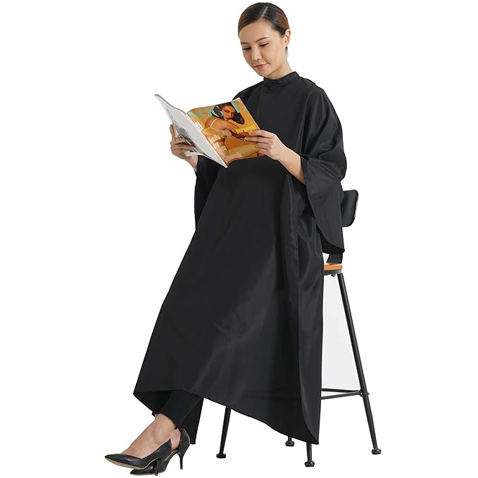 Professional Salon Cape Polyester Haircut Apron Barber Cape,54"x62",Black,C007001E-L