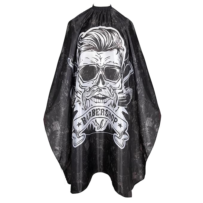 64x56 Inch Professional Barber Cape for Men - Waterproof Hair Cutting Cape with Elastic Neck & Adjustable Closure, Salon Grade Styling Cape (Black)