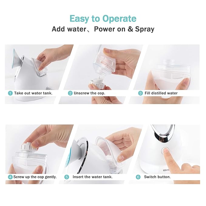 EZBASICS Facial Steamer Bundled with Facial Cleansing Brush Blue