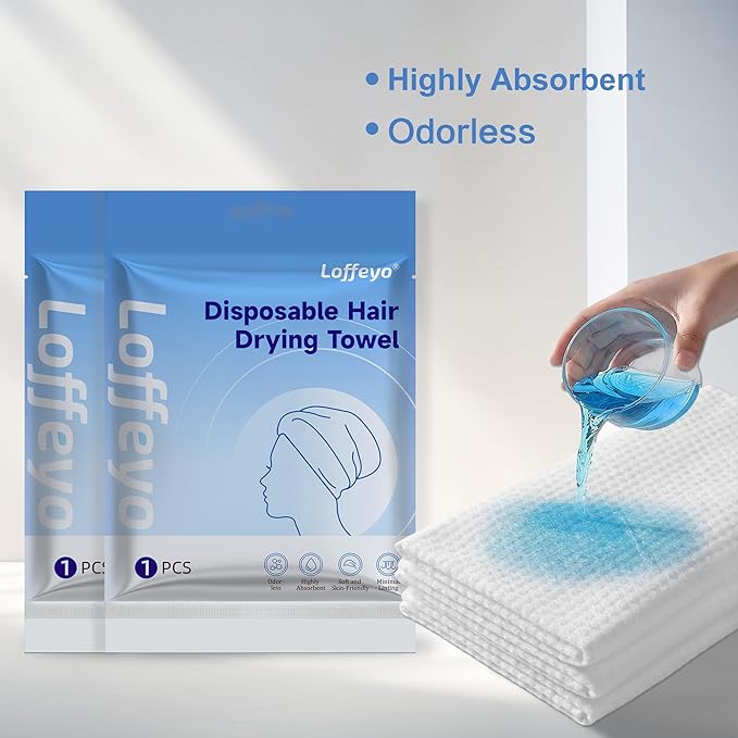 Hair Drying Cap, Ideal for Travel, No More Wet Caps in Luggage, Use Once & Discard, Short-Term Reusable, Absorbent Spunlace Non-Woven, Odorless Soft Skin-Friendly