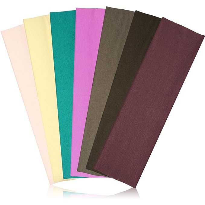Headbands for Women, Stretchy Non Slip Soft Cotton Cloth Hair Bands for Sports, Workout, Yoga and Running, 7pcs
