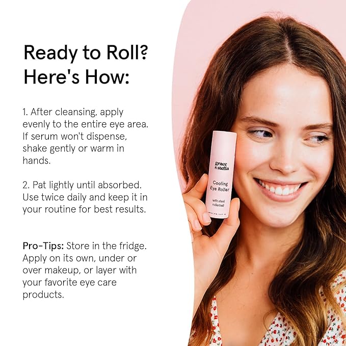 grace & stella Under Eye Brightener with Cooling Metal Rollerball - Centella Asiatica & Caffeine Eye Serum for Puffy Eyes - Travel Essentials - Under Eye Cream - Travel Essentials (15ml / 0.51floz)