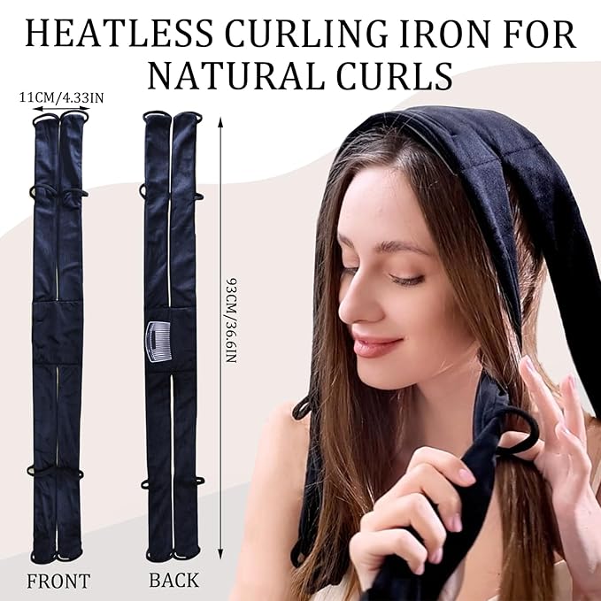 Heatless Curls Overnight,No Heat Hair Curlers to Sleep in, Soft Heatless Curling Ribbon Set with Clip Hair Rollers for Blowout Look Long Hair(Burgundy Red)
