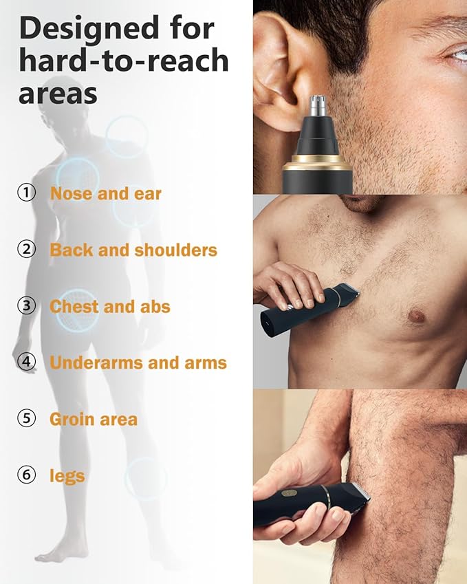 Manscape Body Hair Trimmer for Men-3 in 1 Electric Razor Groin Groomer,IPX7 Waterproof,Versatile Hair Trimmer for Ball/Pubic/Chest/Beard/Nose,USB-C Rechargeable,Gifts for Him Dad