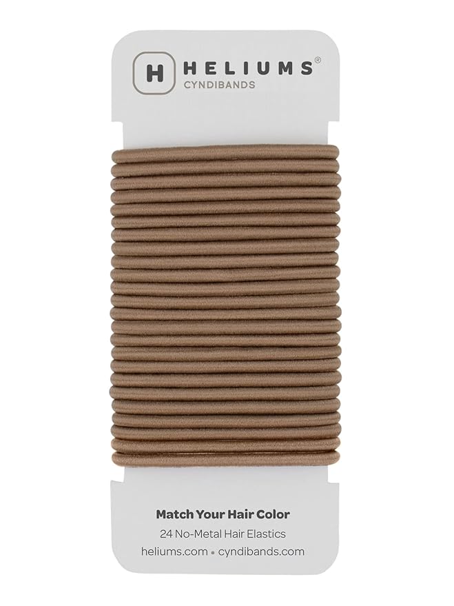 Cyndibands Elastic Hair Ties – Light Brown - No Damage 4mm Ponytail Holders for Women & Kids, 24-Pack Hair Elastics in Neutral Colors