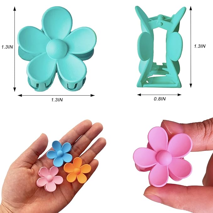 12 PCS Small Flower Hair Claw Clips for Women Kids Girls Teens, 1.37 Inch Mini Jaw Clips Clamps Nonslip Clip/Hair Accessories Tiny hair clips(6 Colors)
