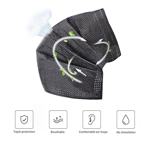 DC-BEAUTIFUL 100 Pieces Black Disposable Face Masks, Non Woven 3ply Earloop Disposable Masks, Fit for Adults